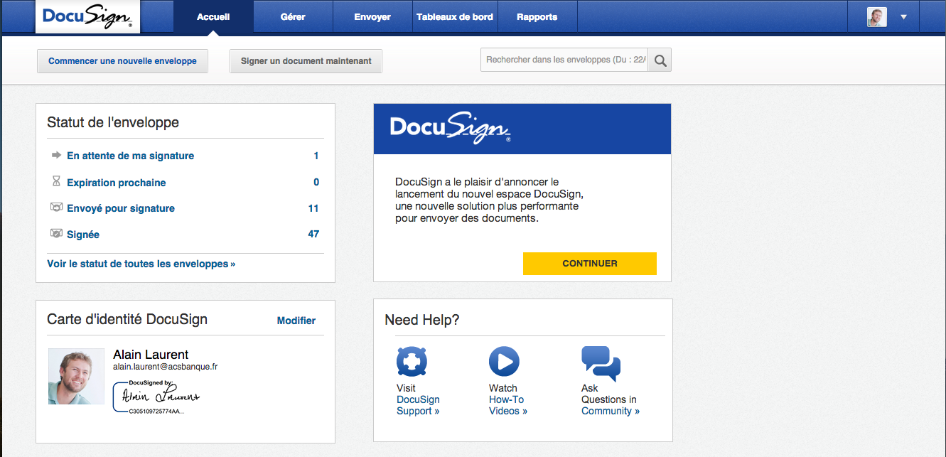  Téléchargement d’un document sur la plateforme signature électronique DocuSign